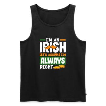 Drôle d’irlandais Irlande cadeau - Débardeur bio Premium Homme - noir - Devant - Michal (187cm)