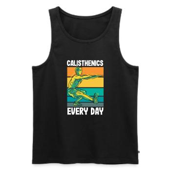Calisthenics Training Fitness Workout - Men's Premium Organic Tank Top - black - Front - AI Model Male 178 light (178cm)