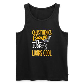 Calisthenics Training Fitness Workout - Men's Premium Organic Tank Top - black - Front - AI Model Male 178 light (178cm)