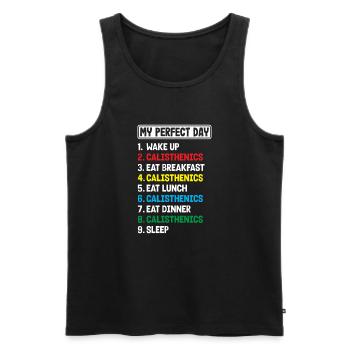 Calisthenics Training Fitness Workout - Men's Premium Organic Tank Top - black - Front - AI Model Male 178 light (178cm)