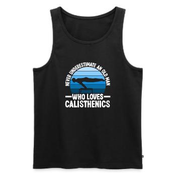 Calisthenics Training Fitness Workout - Men's Premium Organic Tank Top - black - Front - AI Model Male 178 light (178cm)