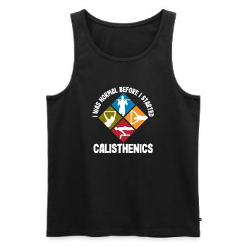 Calisthenics Training Fitness Workout - Men's Premium Organic Tank Top - black - Front - AI Model Male 178 light (178cm)