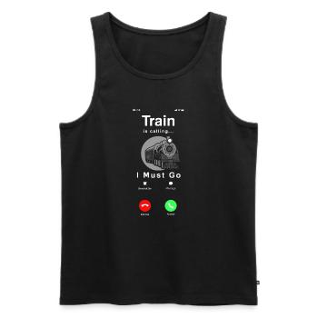 Drôle de Train amant Trains Locomotive cadeau - Débardeur bio Premium Homme - noir - Devant - Michal (187cm)