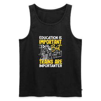 Funny Train Lover Trains Locomotive Gift - Men's Premium Organic Tank Top - black - Front - Michal (187cm)