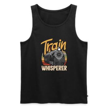 Funny Train Lover Trains Locomotive Gift - Men's Premium Organic Tank Top - black - Front - Michal (187cm)