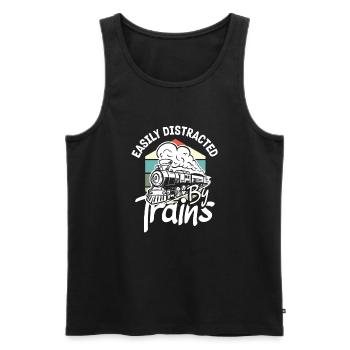Drôle de Train amant Trains Locomotive cadeau - Débardeur bio Premium Homme - noir - Devant - Michal (187cm)