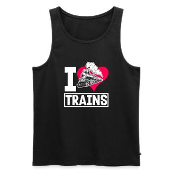 Drôle de Train amant Trains Locomotive cadeau - Débardeur bio Premium Homme - noir - Devant - Michal (187cm)