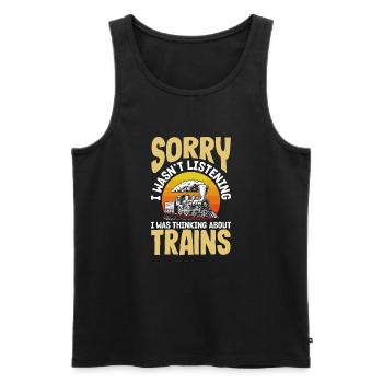 Drôle de Train amant Trains Locomotive cadeau - Débardeur bio Premium Homme - noir - Devant - Michal (187cm)