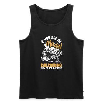 Funny Train Lover Trains Locomotive Gift - Men's Premium Organic Tank Top - black - Front - Michal (187cm)
