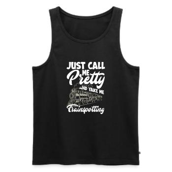 Funny Train Lover Trains Locomotive Gift - Men's Premium Organic Tank Top - black - Front - Michal (187cm)