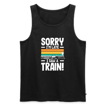 Funny Train Lover Trains Locomotive Gift - Men's Premium Organic Tank Top - black - Front - Michal (187cm)