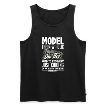 Funny Train Lover Trains Locomotive Gift - Men's Premium Organic Tank Top - black - Front - Michal (187cm)