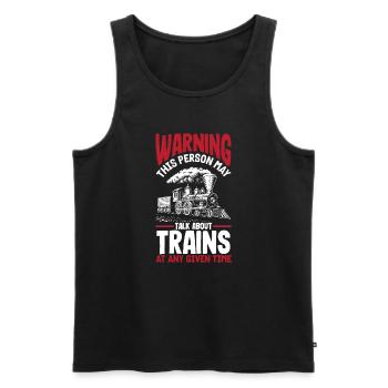 Drôle de Train amant Trains Locomotive cadeau - Débardeur bio Premium Homme - noir - Devant - Michal (187cm)