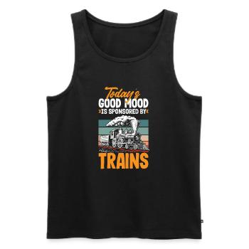 Funny Train Lover Trains Locomotive Gift - Men's Premium Organic Tank Top - black - Front - Michal (187cm)