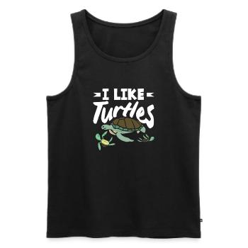 Tortue Tortue Mer Cadeau - Débardeur bio Premium Homme - noir - Devant - Michal (187cm)