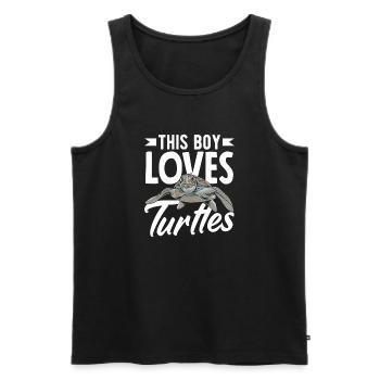 Tortue Tortue Mer Cadeau - Débardeur bio Premium Homme - noir - Devant - Michal (187cm)