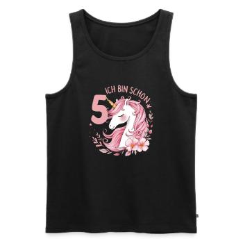 5th Birthday Girl 5 Years Horse Horses Unicorn - Men's Premium Organic Tank Top - black - Front - Michal (187cm)