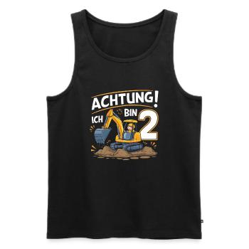 2. Geburtstag Junge 2 Jahre Bagger Baustelle - Männer Premium Bio Tank Top - Schwarz - Vorne - Michal (187cm)