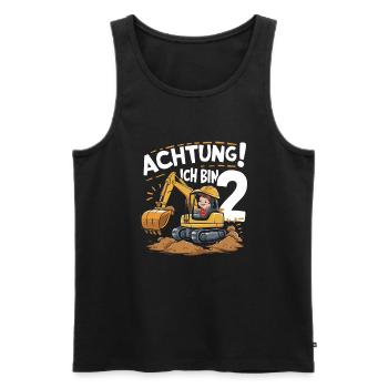 2. Geburtstag Junge 2 Jahre Bagger Baustelle - Männer Premium Bio Tank Top - Schwarz - Vorne - Michal (187cm)