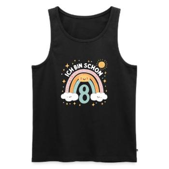 8. Geburtstag Geburtstagsshirt Regenbogen Wolke - Männer Premium Bio Tank Top - Schwarz - Vorne - AI Model Male 178 light (178cm)