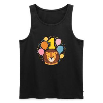 1er anniversaire Leo Fête d’anniversaire des enfants - Débardeur bio Premium Homme - noir - Devant - Michal (187cm)