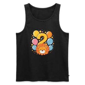 2ème anniversaire Leo Fête d’anniversaire des enfants - Débardeur bio Premium Homme - noir - Devant - Michal (187cm)