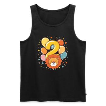 2ème anniversaire Leo Fête d’anniversaire des enfants - Débardeur bio Premium Homme - noir - Devant - Michal (187cm)