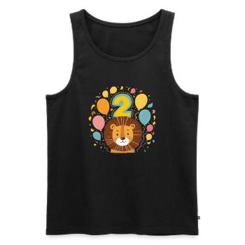 2ème anniversaire Leo Fête d’anniversaire des enfants - Débardeur bio Premium Homme - noir - Devant - Michal (187cm)