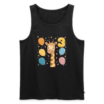 Fête d’anniversaire des enfants girafe du 3e anniversaire - Débardeur bio Premium Homme - noir - Devant - AI Model Male 178 light (178cm)