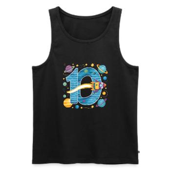 10th Birthday Boys 10 Years Planet Birthday - Men's Premium Organic Tank Top - black - Front - AI Model Male 178 light (178cm)