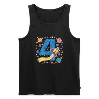 4th Birthday Boys 4 Years Planet Birthday - Men's Premium Organic Tank Top - black - Front - AI Model Male 178 light (178cm)