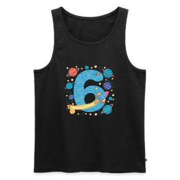 6th Birthday Boys 6 Years Planet Birthday - Men's Premium Organic Tank Top - black - Front - AI Model Male 178 light (178cm)