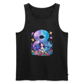 8ème anniversaire fille 8 ans sirène fête - Débardeur bio Premium Homme - noir - Devant - Michal (187cm)