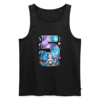 5ème anniversaire fille 5 ans sirène fête - Débardeur bio Premium Homme - noir - Devant - Michal (187cm)