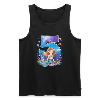 5ème anniversaire fille 5 ans sirène fête - Débardeur bio Premium Homme - noir - Devant - Michal (187cm)