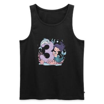 3ème anniversaire fille 3 ans sirène fête - Débardeur bio Premium Homme - noir - Devant - Michal (187cm)