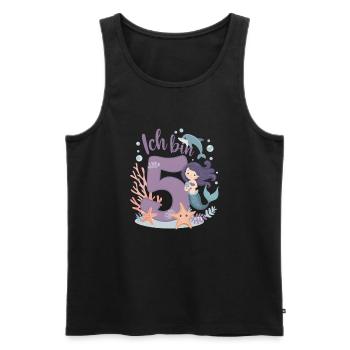 5ème anniversaire fille 5 ans sirène fête - Débardeur bio Premium Homme - noir - Devant - Michal (187cm)