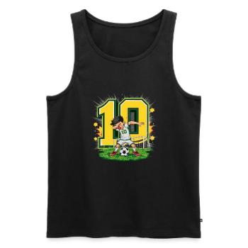 10e anniversaire 10 ans de football Joueur de football - Débardeur bio Premium Homme - noir - Devant - Michal (187cm)