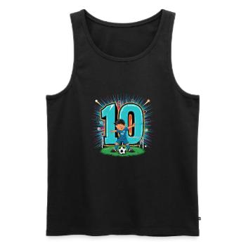 10e anniversaire 10 ans de football Joueur de football - Débardeur bio Premium Homme - noir - Devant - Michal (187cm)