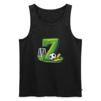 7. Geburtstag 7 Jahre Fußball Fußballspieler - Männer Premium Bio Tank Top - Schwarz - Vorne - AI Model Male 178 light (178cm)