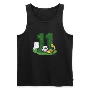 11e anniversaire 11 ans de football Joueur de football - Débardeur bio Premium Homme - noir - Devant - AI Model Male 178 light (178cm)
