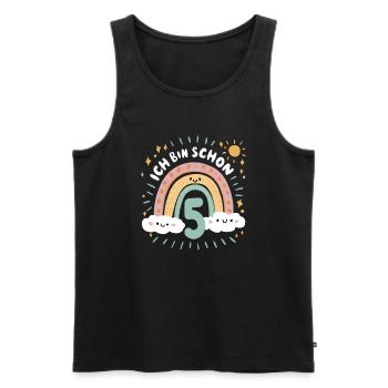 Chemise 5ème anniversaire Nuage Arc-en-ciel - Débardeur bio Premium Homme - noir - Devant - Michal (187cm)