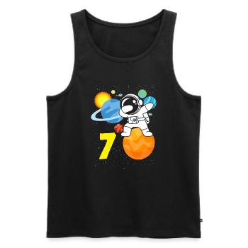 7e anniversaire garçons 7 ans anniversaire astronaute - Débardeur bio Premium Homme - noir - Devant - Michal (187cm)
