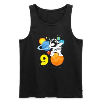 9e anniversaire garçons 9 ans astronaute anniversaire - Débardeur bio Premium Homme - noir - Devant - Michal (187cm)