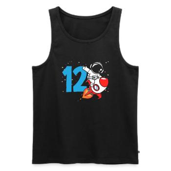 12th Birthday Boys Astronaut Birthday - Men's Premium Organic Tank Top - black - Front - AI Model Male 178 light (178cm)