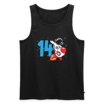 14e anniversaire Garçons Astronaute Anniversaire - Débardeur bio Premium Homme - noir - Devant - AI Model Male 178 light (178cm)