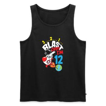 12th Birthday Boys Astronaut Birthday - Men's Premium Organic Tank Top - black - Front - AI Model Male 178 light (178cm)