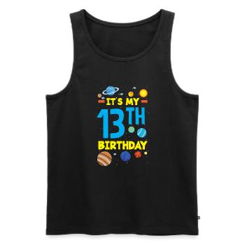 13th Birthday Boys Astronaut Birthday - Men's Premium Organic Tank Top - black - Front - Michal (187cm)