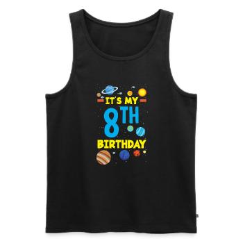 8ème anniversaire Garçons 8 ans Astronaute Anniversaire - Débardeur bio Premium Homme - noir - Devant - Michal (187cm)