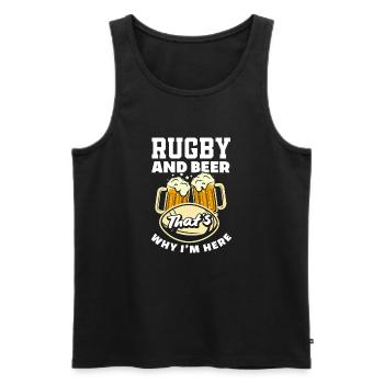Le rugby et la bière C’est pourquoi je suis ici - Débardeur bio Premium Homme - noir - Devant - Michal (187cm)